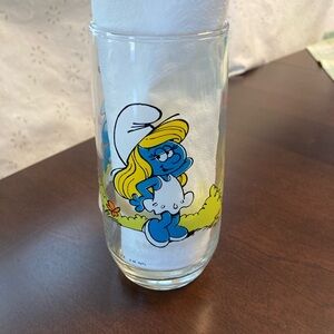 Vintage Smurfette Cartoon Glass